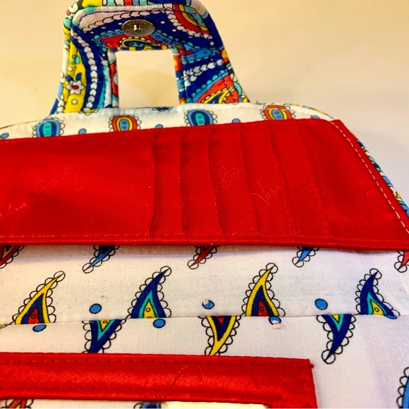 Vera Bradley Bifold Marina Blue Paisley Double Kiss Clasps Snaps Quilted Wallet - Picture 8 of 12